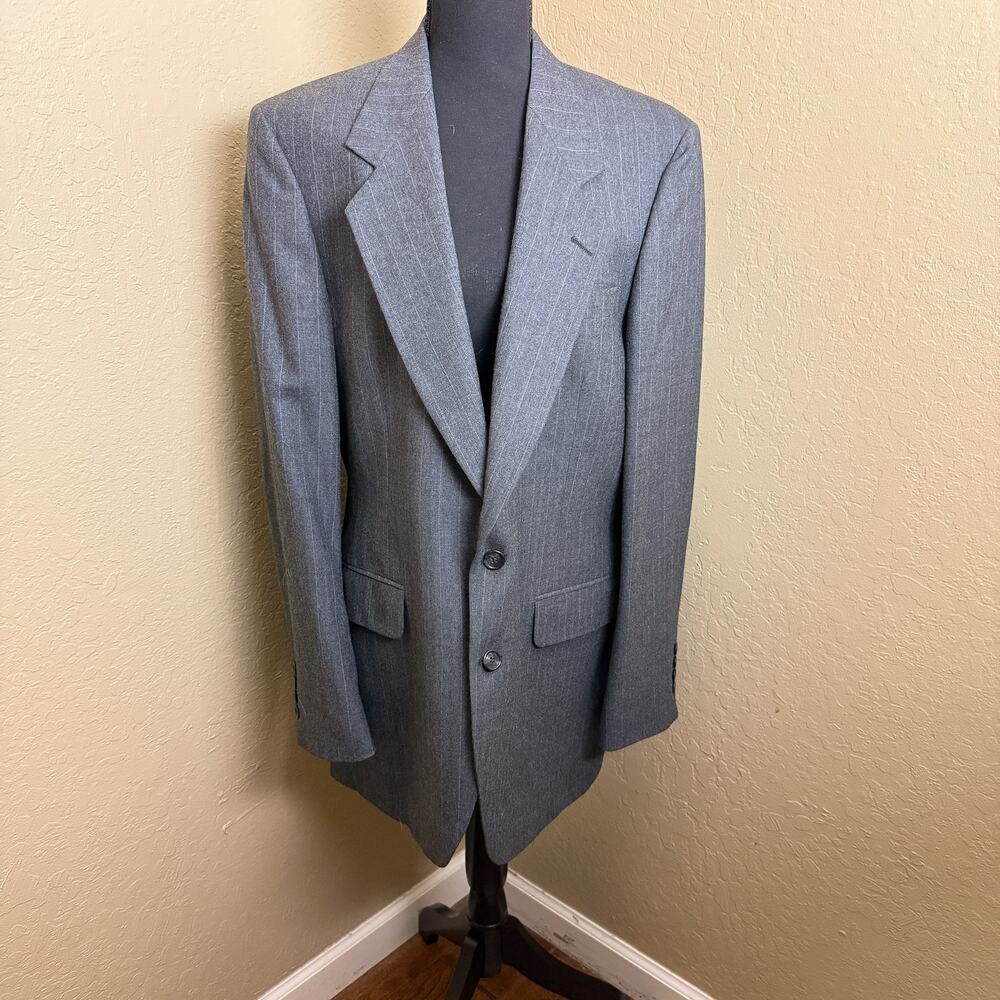 ALV Gray Wool Blazer Jacket Mens Size 41 Pinstripe USA Tailored Classic